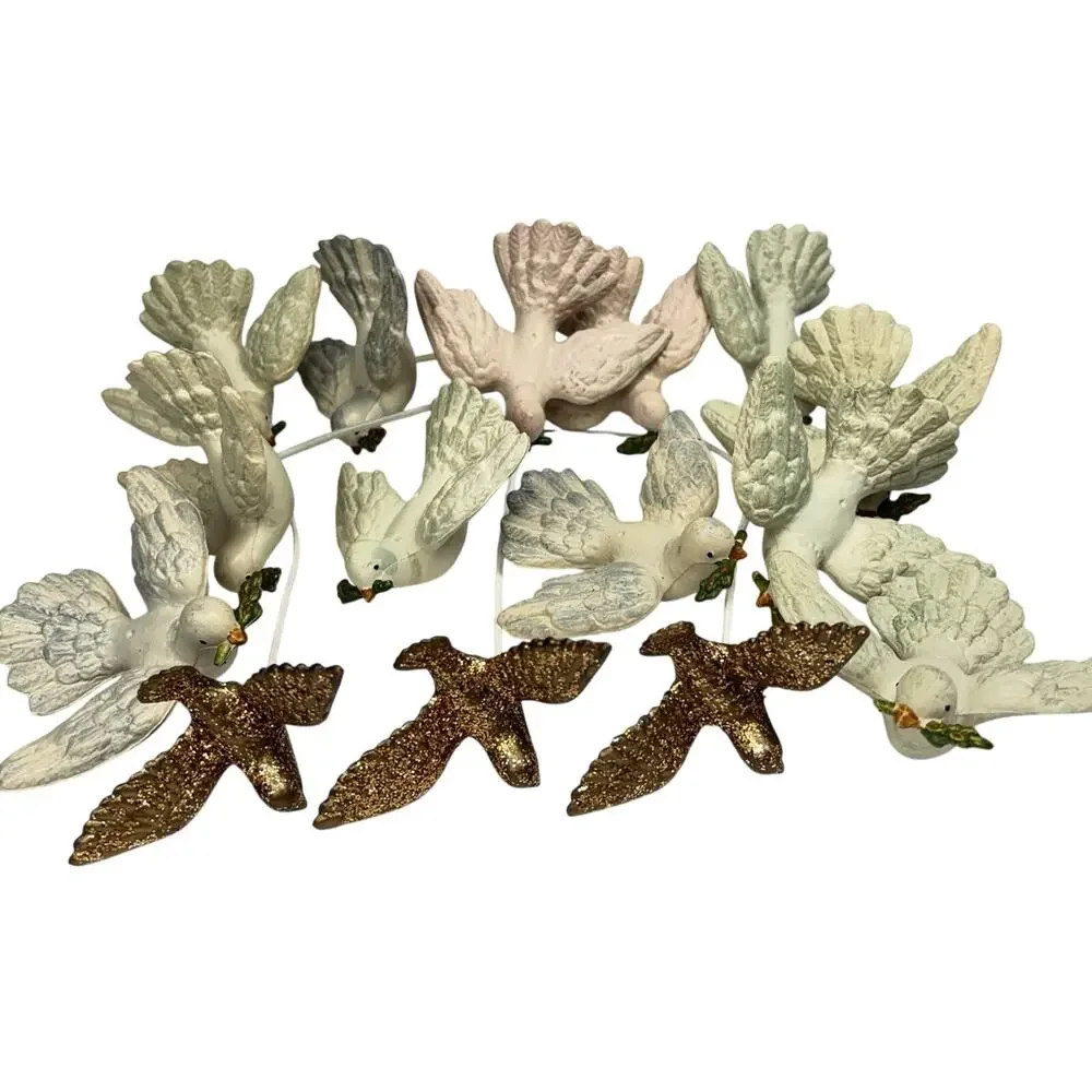 Vintage Peace Dove Olive Branch Ornament Lot Of 15 Christmas Tree Holiday